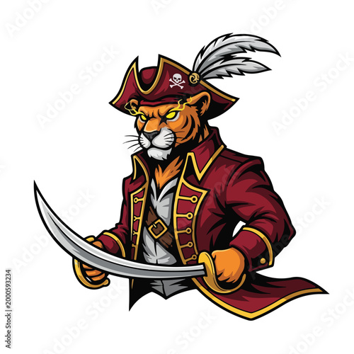 Pirate Tiger with Sword and Hat