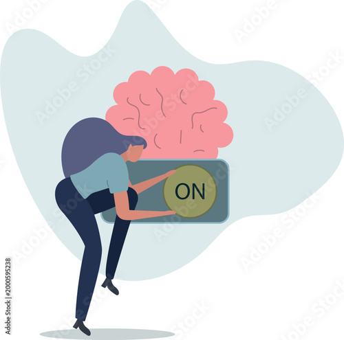 Obraz na plátně Turn on brain to think, creativity, thought or concentration, smart thinking or emotional intelligence, mindset, wisdom and knowledge concept