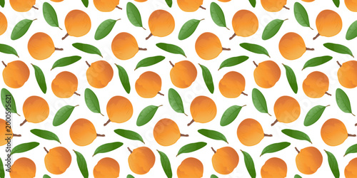 Seamless Pattern Santol Fruit With Leaves