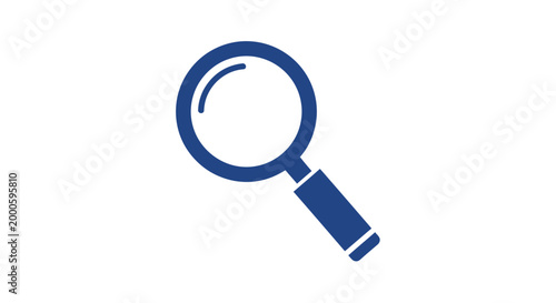 Magnifying glass with blue handle.