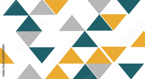 Triangles in yellow gray and teal.