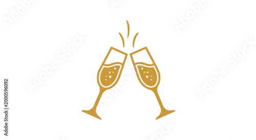 Two Glasses of Champagne Toasting.