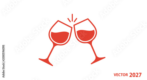 Two Wine Glasses with Red Wine.