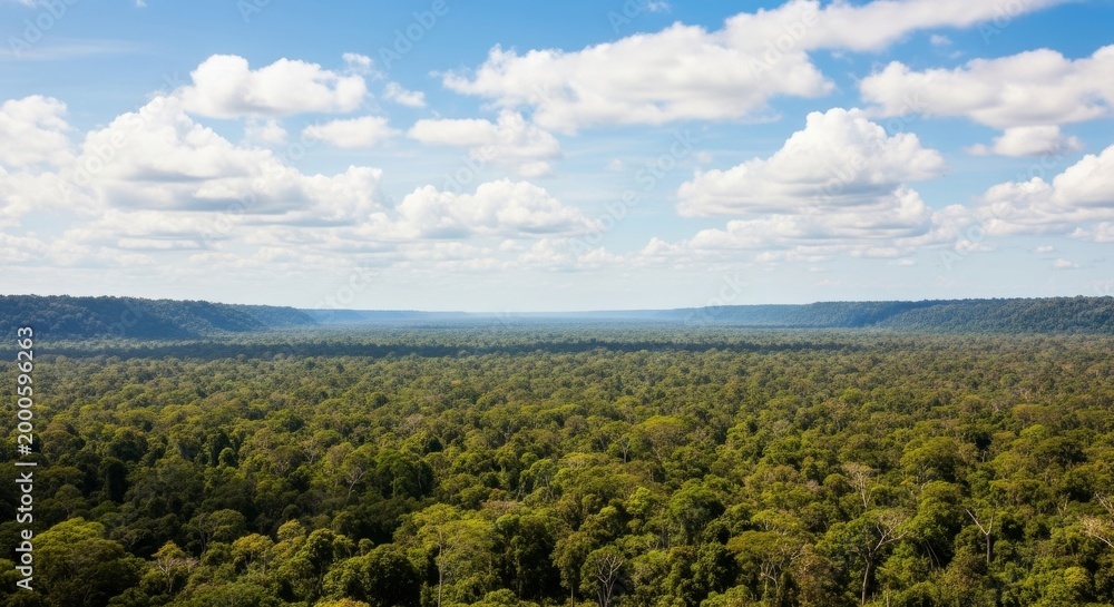 Fototapeta premium Expansive Lush Jungle Canopy Under Blue Sky