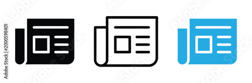 Three colorful icons of documents with lines on a white background for business or education use