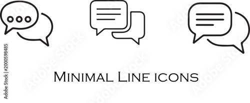 Minimal Line Chat Icons Set – Outline Speech Bubble Communication UI Vector