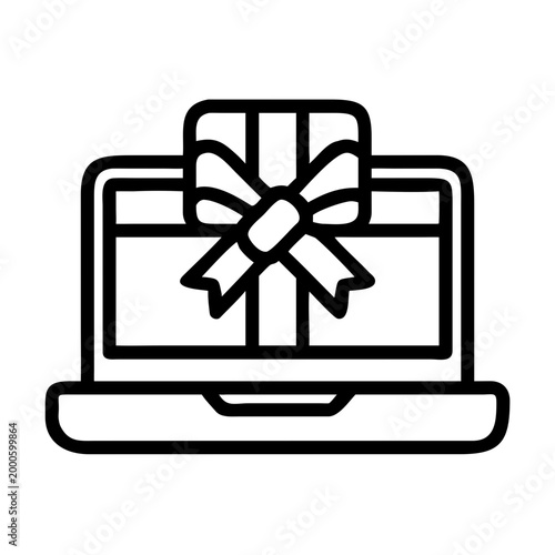 Laptop wrapped in ribbon as a gift concept illustration
