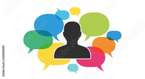 Person Talking in Speech Bubbles.