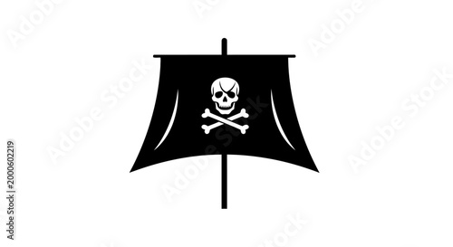 Pirate flag with skull symbol.