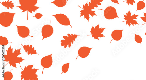 Red leaves falling from trees.