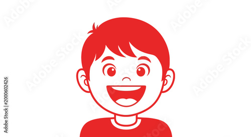Smiling Cartoon Boy with Red Hair.