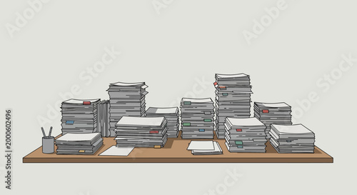 Stacks of paper office supplies.