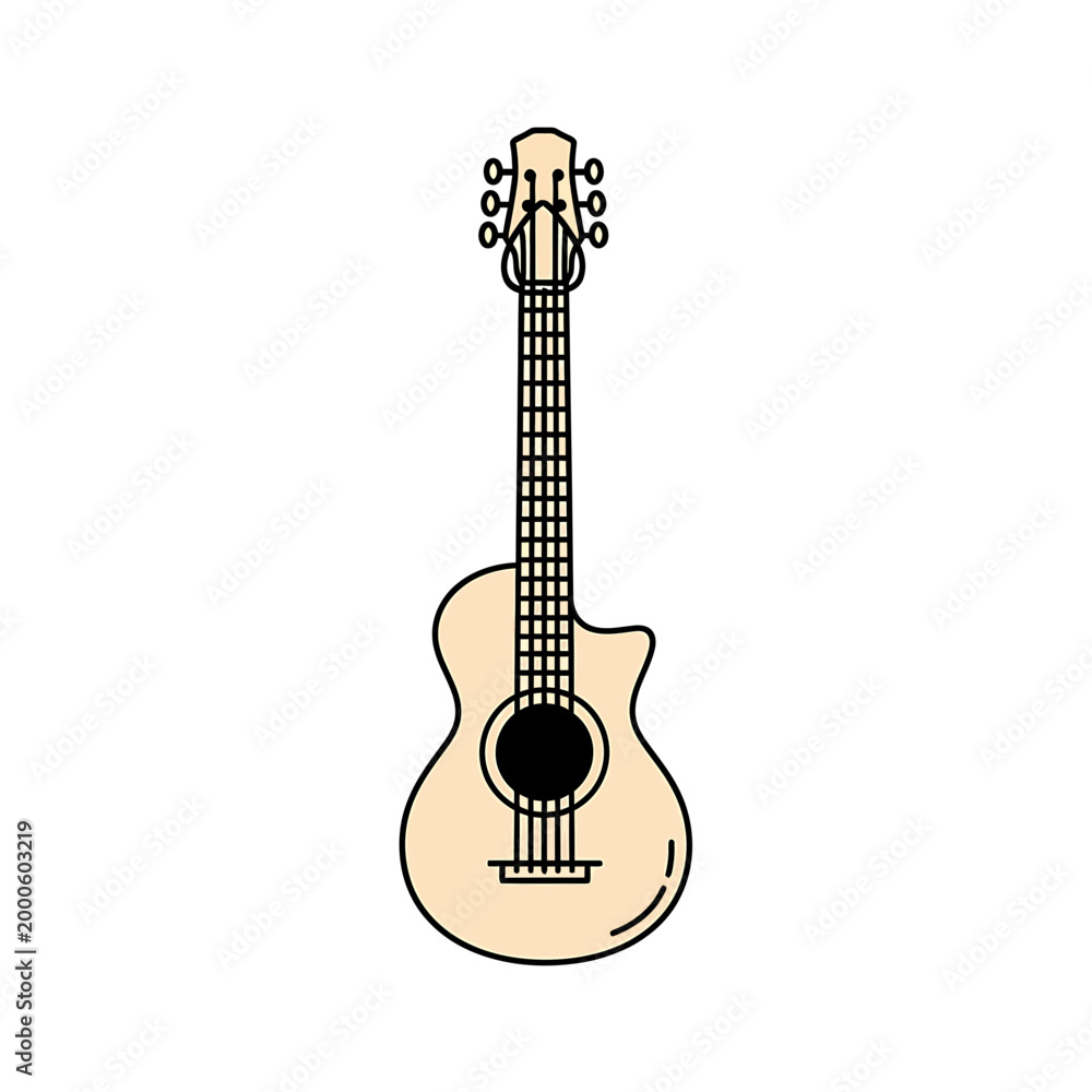 Naklejka premium Minimalist Acoustic Cutaway Guitar Vector Illustration