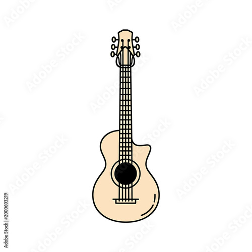 Minimalist Acoustic Cutaway Guitar Vector Illustration