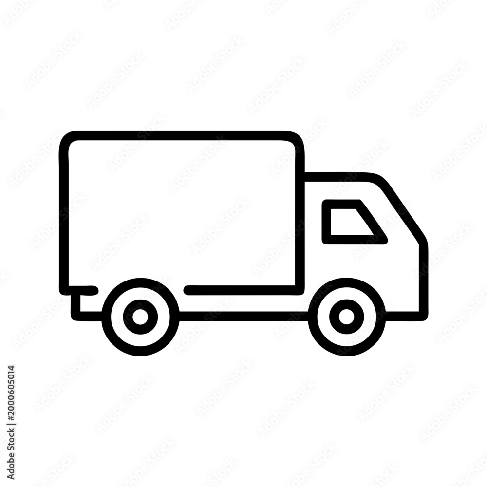 Fototapeta premium Simple black and white delivery truck icon illustration Vector