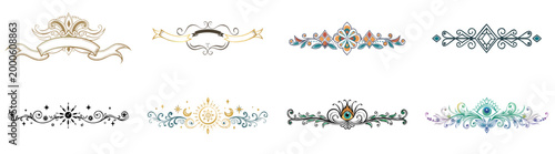 Elegant Vintage Ornate Floral Dividers Set Illustration - Luxury Decorative Border Elements