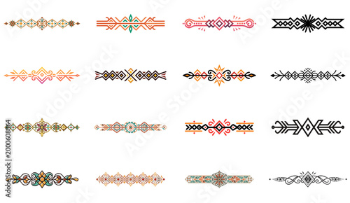 1960s Mod Circles and Dots Ornate Dividers Collection Illustration - Retro Geometric Psychedelic Decorative Border Elements