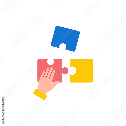 Colorfull Puzzle Assembling Illustration