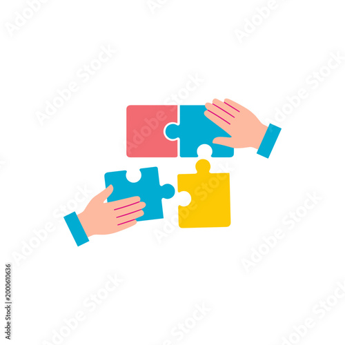 Colorfull Puzzle Assembling Illustration