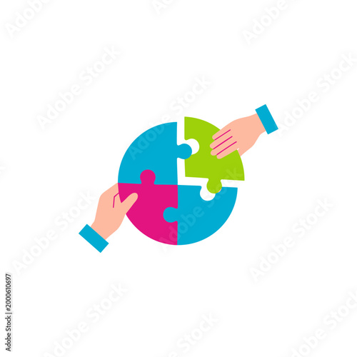 Colorfull Puzzle Assembling Illustration