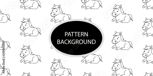 Outline handrawing horse and elephant cute pattern background design . Repeating exploding print, texture for fabric, wallpaper and wrapping. Flat vector illustration