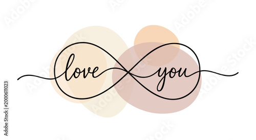 Elegant infinity symbol with the words love you written in a continuous flowing line art
