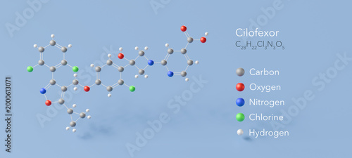 Fotografia cilofexor molecule, molecular structure, farnesoid x receptor agonist 3d model,