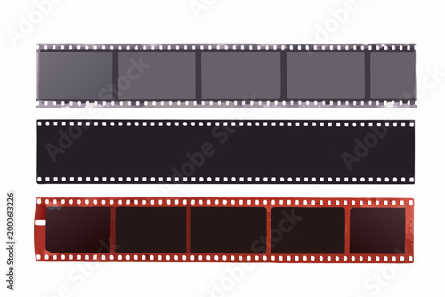 three vintage film strips displayed horizontally high quality