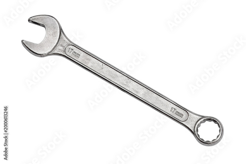 Konstfotografi Single metal combination wrench isolated on white background, durable hand tool
