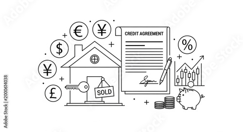 Real Estate Home Loan Credit Agreement and Financial Symbols.