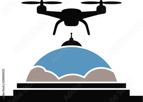 Sky heritage drone monument tourism logo vector