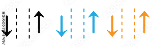 Colorful arrows with dashed lines