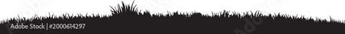Black grass silhouette border, meadow field lawn horizontal landscape element for nature design vector.
