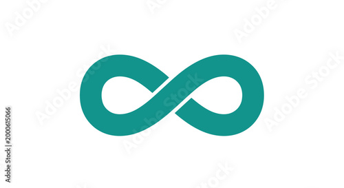 Fotografía Teal infinity symbol on white.