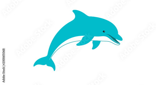 Schilderij op canvas Teal colored dolphin jumping high.