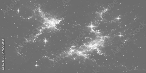 An ethereal cosmic scene where celestial brilliance unfurls, a vast expanse with a symphony of nebulas, stars and interstellar gas and dust. 