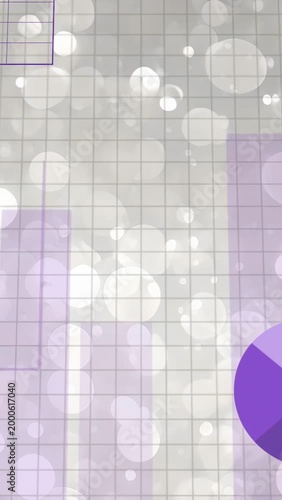 Vertical video: Purple UI getting data bars moving % changing donut sliding line peaking for trends