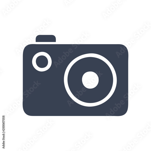 Minimal camera travel icon with simple body and lens. Clean flat SVG design ideal for photography, travel, media, and content-related graphics.