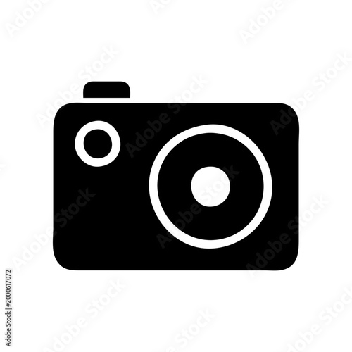 Minimal camera travel icon with simple body and lens. Clean flat SVG design ideal for photography, travel, media, and content-related graphics.