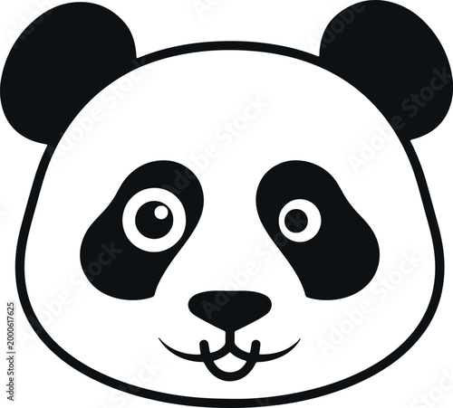 Adorable panda face vector art isolated on transparent background simple design icon element.