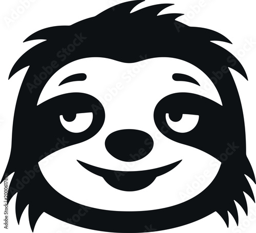 Happy sloth face vector illustration isolated on transparent background cute character art.
