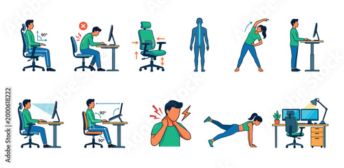 Ergonomic posture and workspace guidelines are essential for maintaining health and productivity in an office environment, preventing discomfort and injuries.