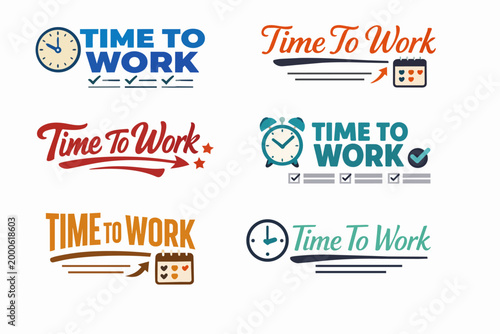 Time to work concept illustrating time management, productivity, planning, and task completion for business deadlines