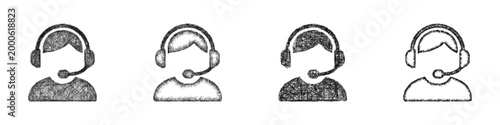 Sketch call center icon design set