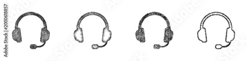 Sketch headset icon design set
