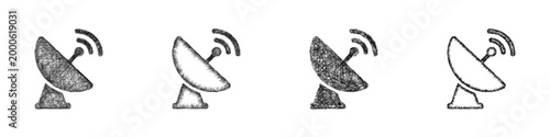 Sketch satellite dish icon design set