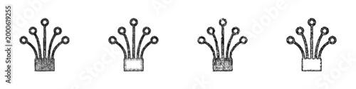 Sketch fiber optic icon design set