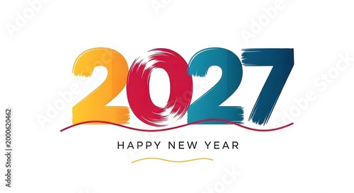 Happy new year 2027 colorful numbers on white background