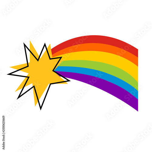 Vibrant Comet with Rainbow Tail LGBT Pride Symbol