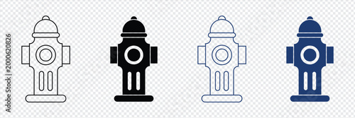 Fire Hydrant Icon Set Solid and Outline Style